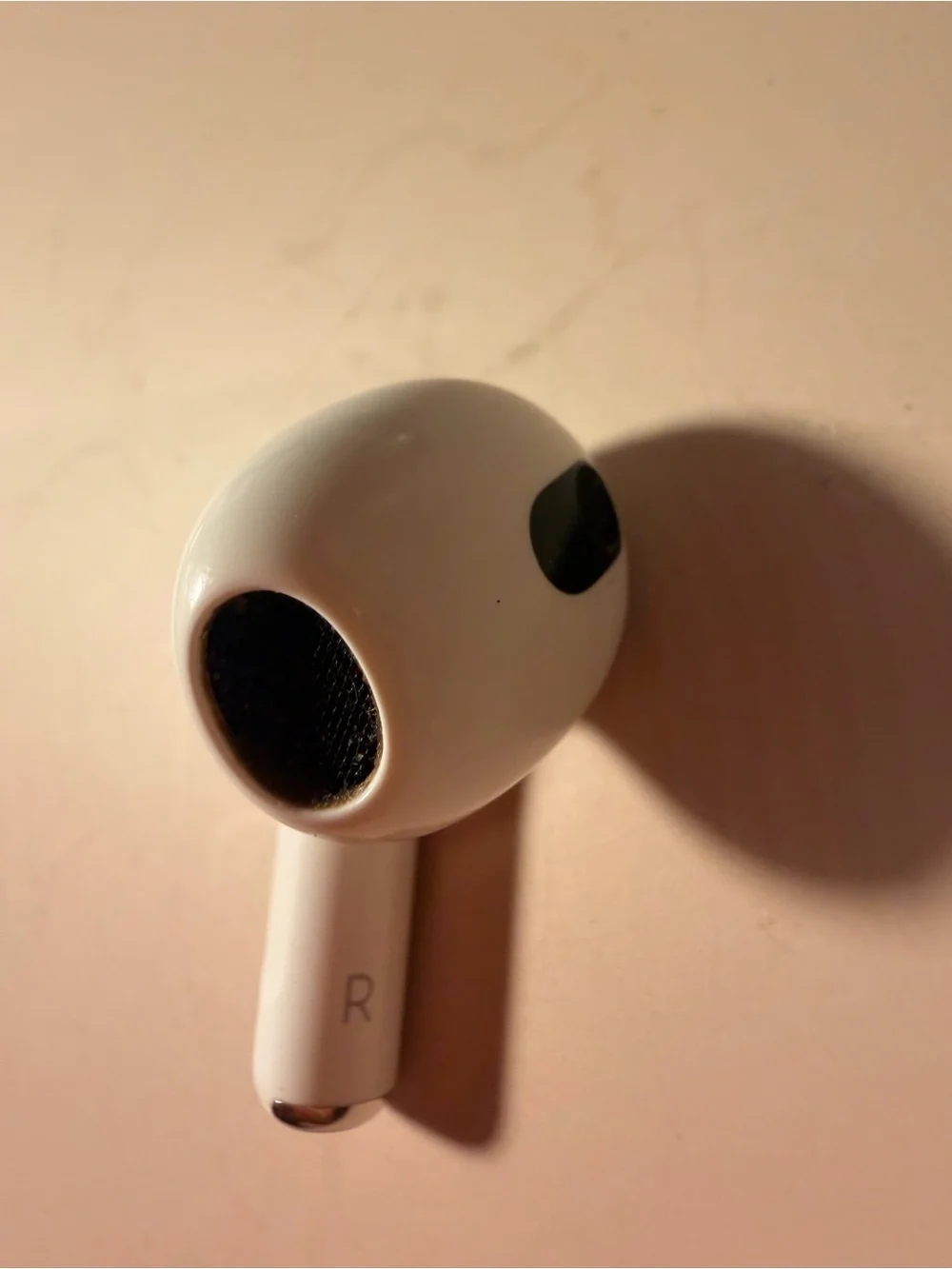 Apple Right Earbud in White with Black Mesh Detail